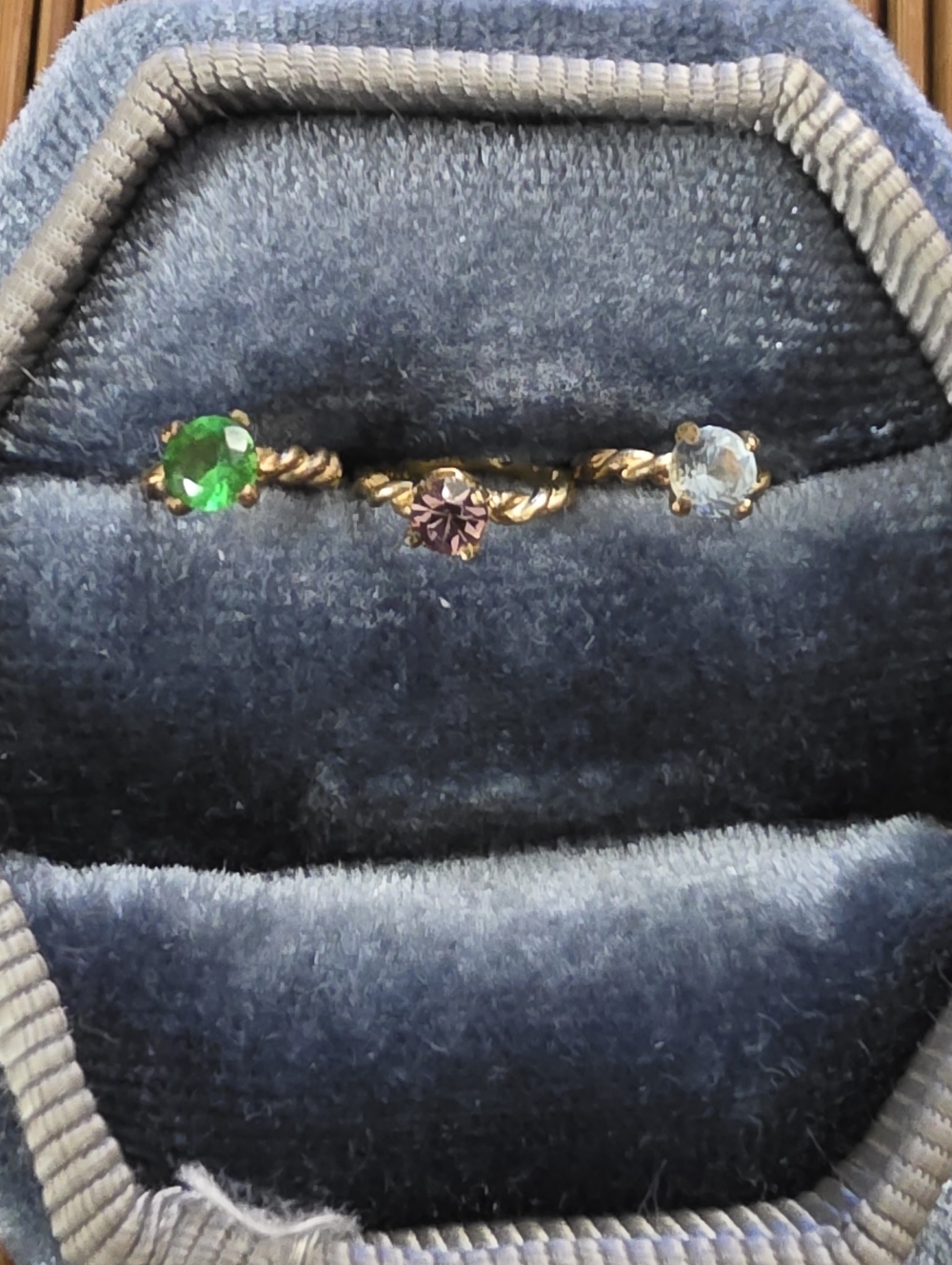 10k Glass Yellow Gold Ring Charms (Vintage)